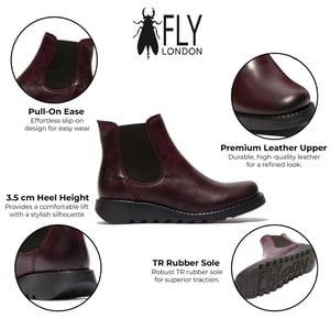 Fly London SALV Chelsea-Stiefel aus Leder für Damen, Rot, Keilabsatz