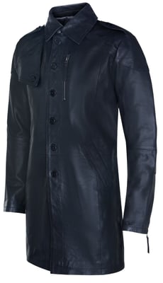 Weicher, langer Militär-Trenchcoat aus Distressed-Leder