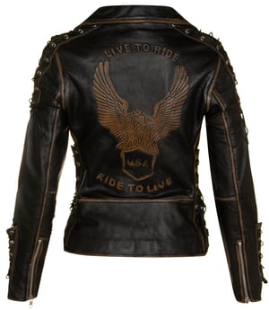 Damen-Bikerjacke „Brando“ aus schwarzem Leder in Bari