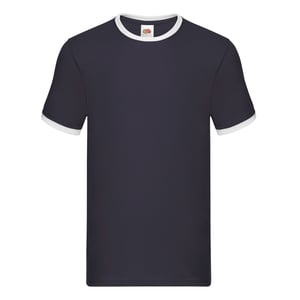 Fruit of the Loom - "Ringer" T-Shirt für Herren (Marineblau/Weiß)