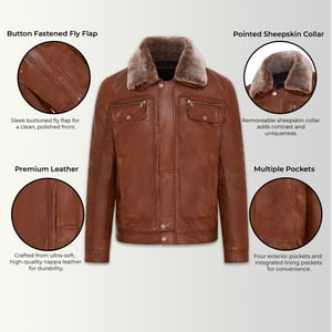 Hellbraune Trucker-Hemd-Lederjacke für Herren - Tornio