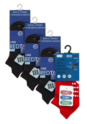 12 Paar Multipack Kinder Baumwoll-Trainersocken mit Gummigriff - Schwarz / Grün