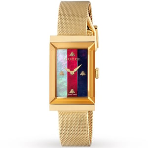 Gucci YA147410 G-Frame 34mm Gelbgold Damenuhr