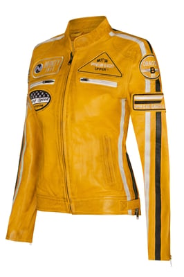 Damen-Lederjacke mit Biker-Rennabzeichen-Agadir