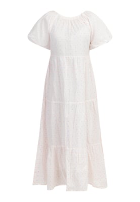 Mymo Maxikleid Damen Weiss Pinkorange Punkte
