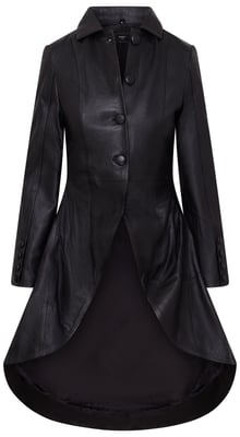 Schwarzer Gothic-Ledermantel im viktorianischen Stil für Damen - Vantaa