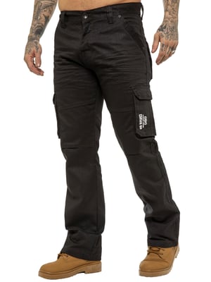 Enzo | Herren Cargo Combat Jeans - Schwarz