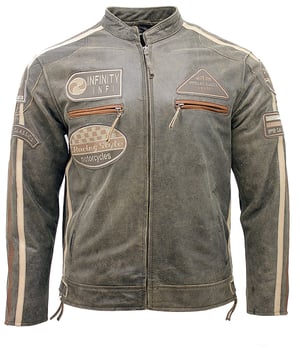 Leder-Racing-Biker-Motorradjacke mit Reißverschluss