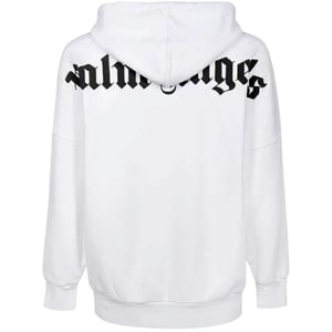 Palm Angels Klassisches Logo Weißer Hoodie in Übergröße