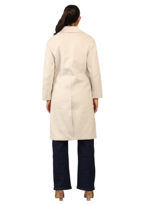 Bershka Damen Doppelreihiger Trenchcoat in Elfenbein