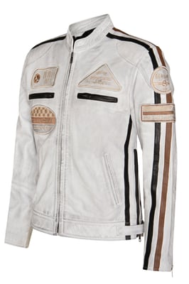 Leder-Racing-Biker-Motorradjacke mit Reißverschluss