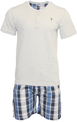 US Polo Assn Kurzarm-Pyjama für Herren in Blau/Anthrazit