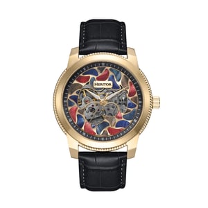 Heritor Automatikuhr Emmanuel Halbskelett mit Lederarmband