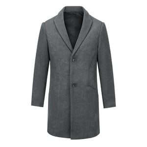 Herren Lang Slim Fit Winter Warm Business Wollmantel Grau