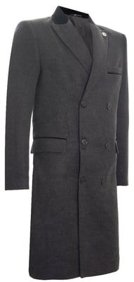 Herren 3/4 grauer langer zweireihiger Crombie-Mantel Wollmantel Peaky Blinders