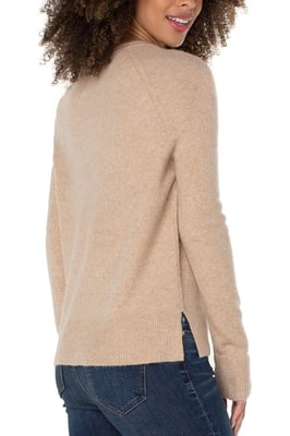 Raglanpullover mit Seitenschlitz Oatmeal Heather