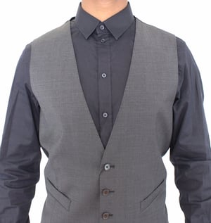 Dolce & Gabbana - Gilet en laine rayé gris pour hommes