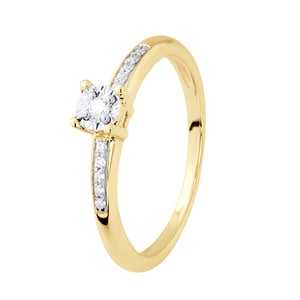 Diamant Solitaire unterstützt 0,070 Cts Illusion 1 Ct Gelbgold mit vier Krallen gesetzt