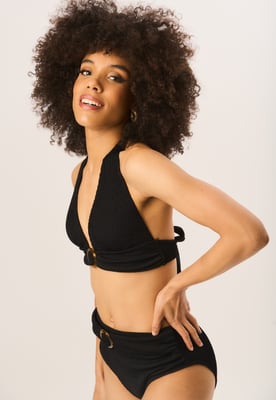 Strukturierte Unterhose mit hoher Taille und Ringgürtel-Detail