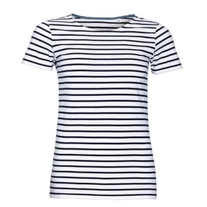 SOLS Womens/Ladies Miles Striped Short Sleeve T-Shirt (Weiß/Navy)