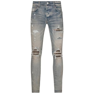Amiri MX1 Neon Plaid Clay Indigo Blue Jeans