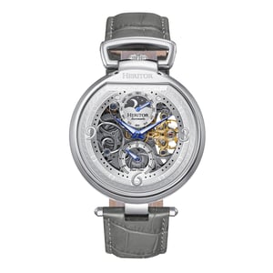 Heritor Automatische Lincoln-Skelettuhr mit Lederarmband und Mondphase