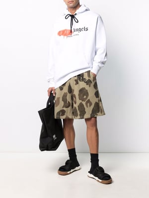 Palm Angels Red Spray Hong Kong Kapuzenpullover Weiß
