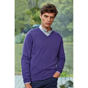 Premier Herren Strick-Pullover mit V-Ausschnitt (Violett)