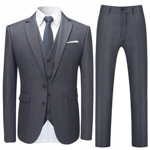 3-teiliger Herrenanzug, Slim Fit, zwei Knöpfe, Nardo-Grau