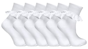 6 Pack Baby Mädchen Rüschen Spitzen Socken | Socken Snob | Baumwolle Fancy Socken für Kleinkind - Rosa