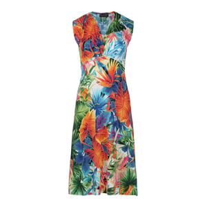 Print Orange Jersey Empire Line Kleid
