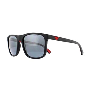 Emporio Armani Sonnenbrille 4129 50016G Matt Schwarz Hellgrau Spiegel Schwarz