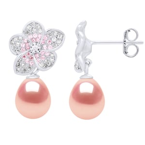 Ohrringe - Schmuck Silber - Echte Süßwasser-Zuchtperlen Birne 9-10 mm