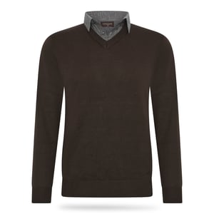 Cappuccino Italia Mock Pullover für Herren. Der Mock Pullover besteht aus 50% Baumwolle und 50% Acryl und hat eine normale Passform. Der Pullover hat einen Hemdkragen, der an den Pullover angenäht ist. Marke: Cappuccino ItaliaModellname: Mock Pullover (mit Hemdkragen)Kategorie: Pullover für HerrenMaterialien: Baumwolle, AcrylFarbe: braun, anthrazit