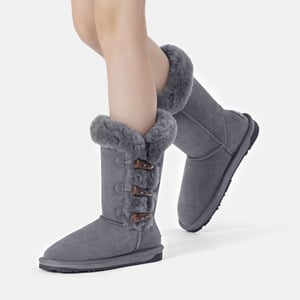EVER AU Damenstiefel mit Hornknöpfen - Ashy