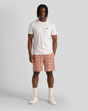 Lyle & Scott Herren Floral Print Resort Shorts in Tangerine Tango