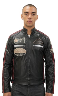 Herren Racing Leder Bikerjacke-Portland