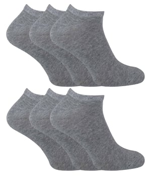 SOCK SNOB - 6er Pack Herren Baumwolle Low Cut Quarter Gym / Trainer Socken - Grau