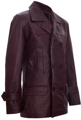 Kuhfell Dr. Who Naval German Pea Coat Lederjacke