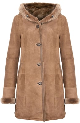 Damen-Parka-Mantel aus Wildleder und Merino-Schaffell-Tripoli