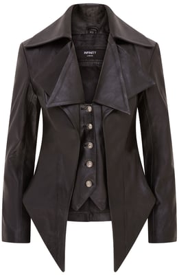 Mittellange Gothic-Lederjacke im Edwardian-Stil für Damen - Sandvika