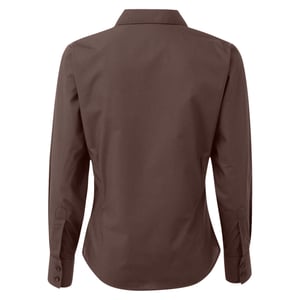 Premier Damen Popeline Bluse / Arbeitshemd, langärmlig (Braun)