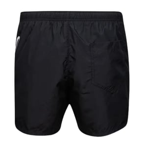 Schwarze Badeshorts mit großem rundem Milano-Logo von Moschino