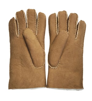 Hellbraune Luxus-Handschuhe aus Wildleder und Schaffell für Herren