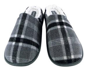 Dunlop - Mens Warm Plüsch Fleece gefüttert Schlupf auf Mule Checked Plaid Hausschuhe