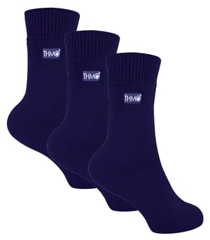 3 Paar Multipack Kinder Thermosocken | THMO | Gerippte weiche Top Fleece flauschige innere warme Socken für Jungen & Mädchen - Marine