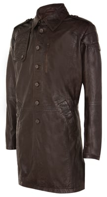 Weicher, langer Militär-Trenchcoat aus Distressed-Leder