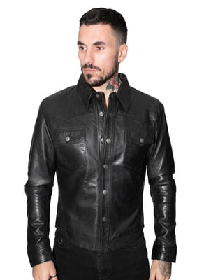 Herren Retro-Lederhemd-Jeansjacke-Peking