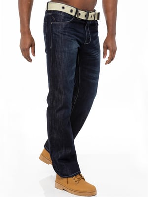 Enzo | Herren Denim Jeans mit Gürtel - Dunkelblau