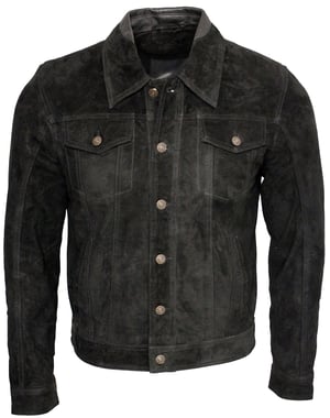 Trucker-Jeansjacke aus Ziegenwildleder
